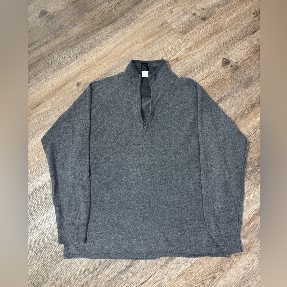 The North Face‎ Quarter zip Unisex Zip-up Pullover Gray Logo